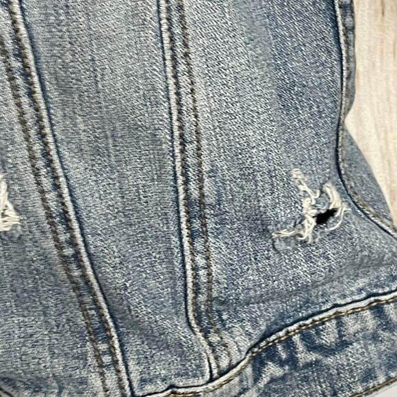 Silver Jeans Women Denim Jacket Size M Blue Ripped Distressed Y2K 2000s - Picture 5 of 8